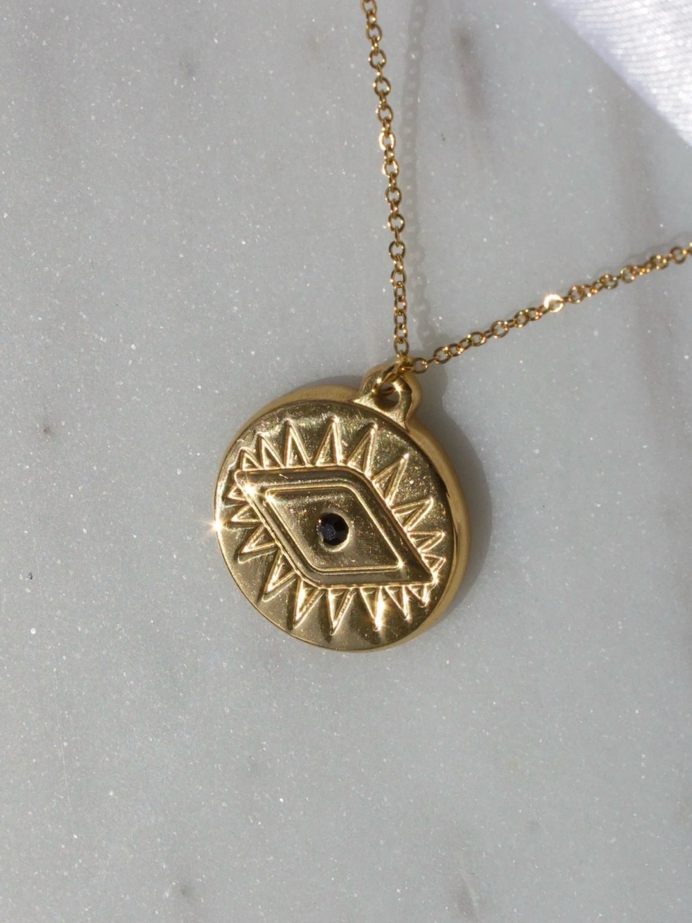 Gold Eye Medallion Necklace - Women's Jewelry